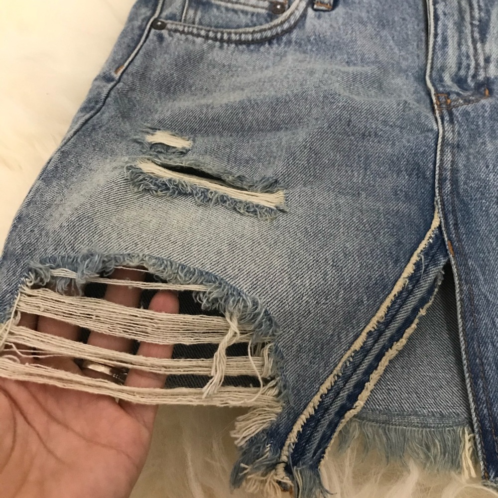 Free People Relaxed & Distressed Denim Skirt - Picture 4 of 7